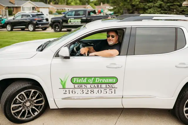 Field of Dreams service vehicle for recurring lawn care routes